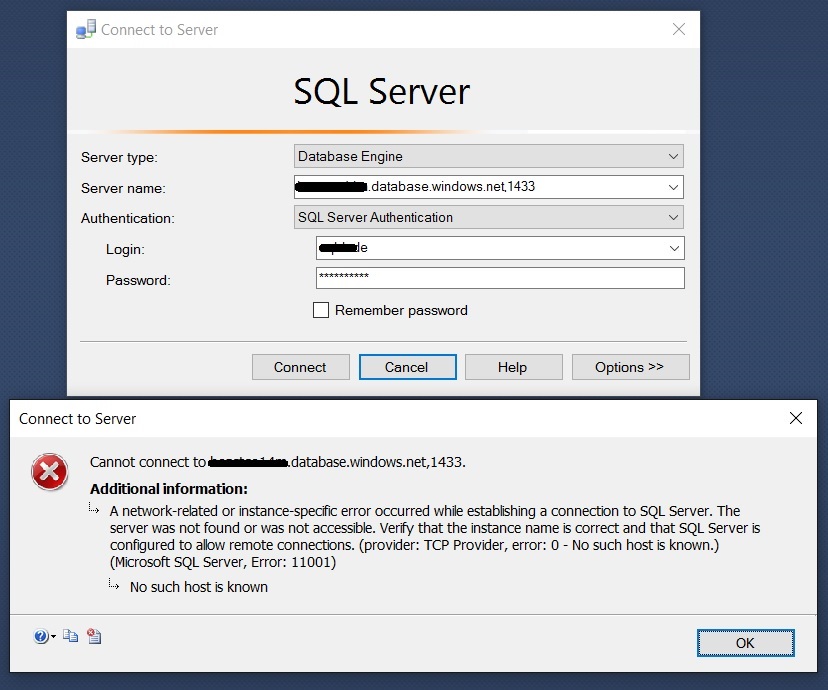 SQL SERVER - Connecting to Azure SQL DB azure-db-01 