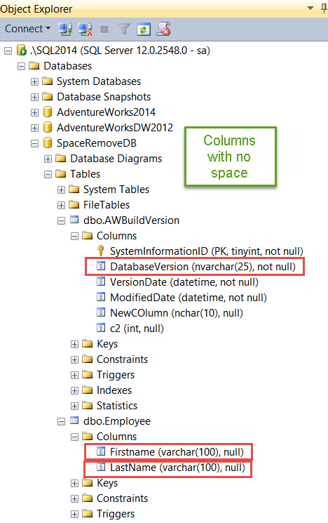 SQL SERVER - Script: Remove Spaces in Column Name in All Tables column-space-03 