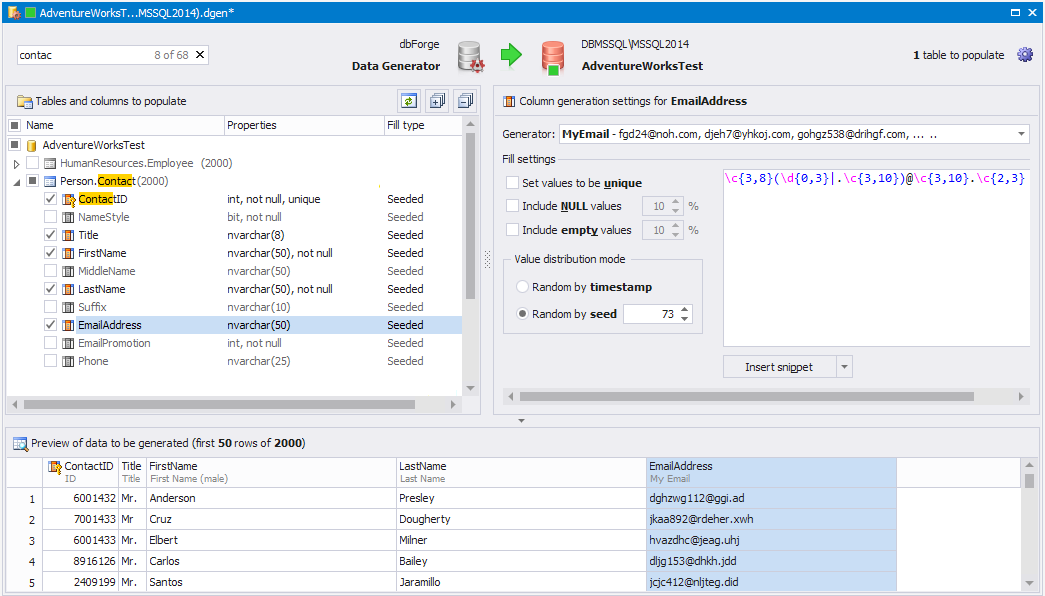 SQL SERVER - Generating Meaningful Test Data with dbForge Data Generator for SQL Server dbforge-7 
