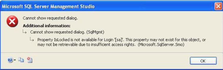 SQL SERVER - FIX – Property IsLocked is Not Available for Login locked-01 