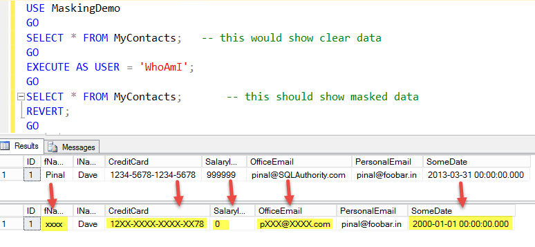 SQL Server - 2016 - New Feature: Dynamic Data Masking mask-01 