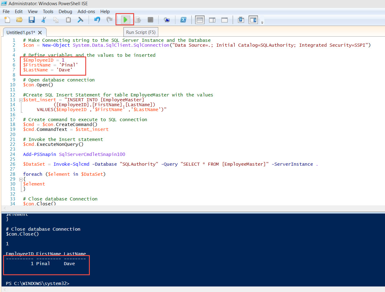 SQL SERVER - Using PowerShell and Native Client to run queries in SQL Server sql-ps-sample-01 
