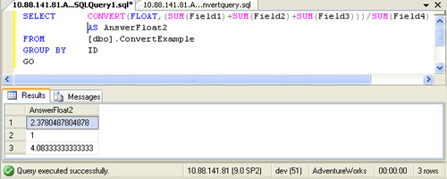 SQL SERVER - Get Answer in Float When Dividing of Two Integer AnswerusingConvert 