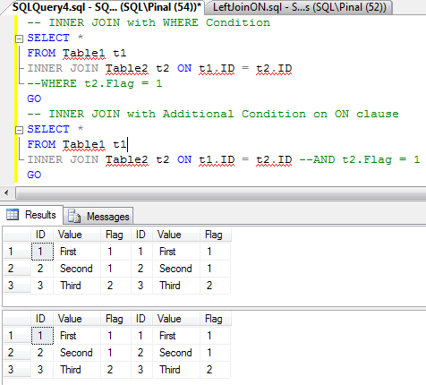 SQL SERVER - Interesting Observation of ON Clause on LEFT JOIN - How ON Clause affects Resultset in LEFT JOIN  LeftJoinON1 