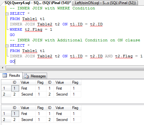 SQL SERVER - Interesting Observation of ON Clause on LEFT JOIN - How ON Clause affects Resultset in LEFT JOIN  LeftJoinON2 