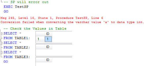 SQL SERVER - Stored Procedure and Transactions SPTran1 