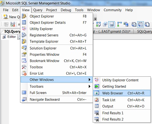 SQL SERVER - Management Studio and Browser in Same Application - SSMS Browser SSMS-Browser1 
