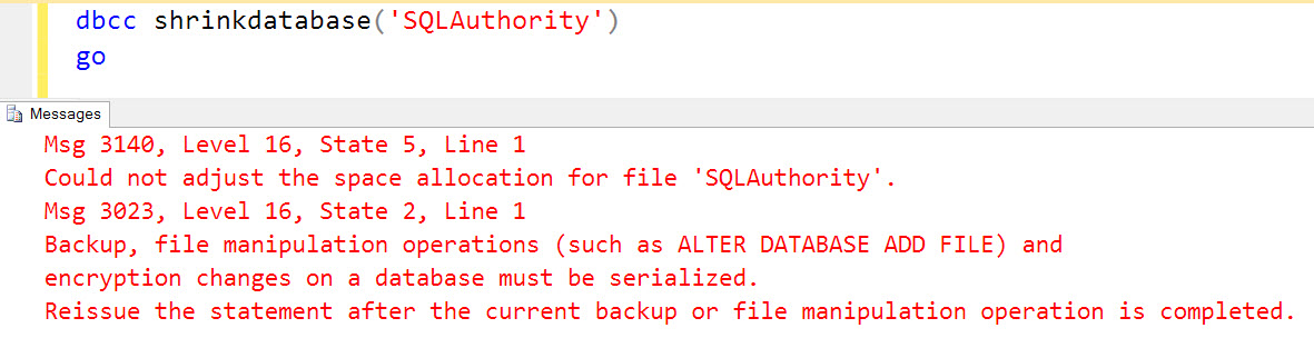SQL SERVER - FIX: ERROR : Msg 3023, Level 16, State 2 - Backup, file manipulation operations (such as ALTER DATABASE ADD FILE) and encryption changes on a database must be serialized backup_stuck-03 