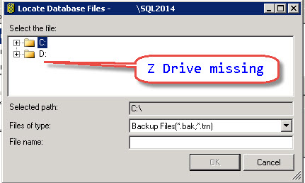 SQL SERVER - Backup on mapped drive failing with error - Error 3201, Level 16, State 1 bkp-map-drive-02 