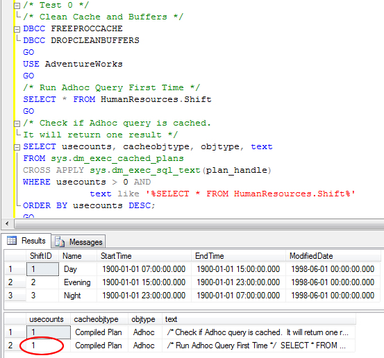 SQL SERVER - 2008 - Optimize for Ad hoc Workloads - Advance Performance Optimization cachetest0 