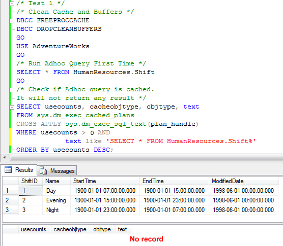 SQL SERVER - 2008 - Optimize for Ad hoc Workloads - Advance Performance Optimization cachetest1 