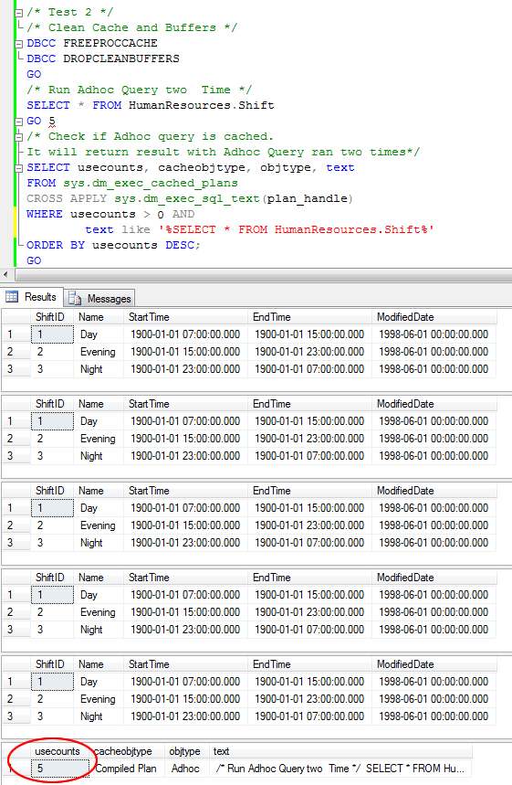 SQL SERVER - 2008 - Optimize for Ad hoc Workloads - Advance Performance Optimization cachetest2 