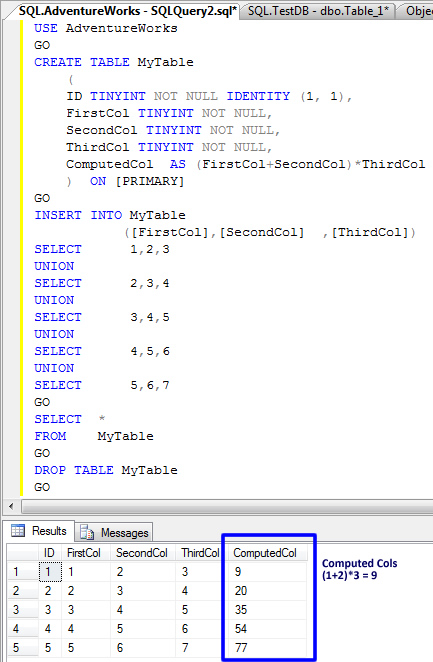 SQL SERVER - Puzzle - Solution - Computed Columns Datatype Explanation compcol1 