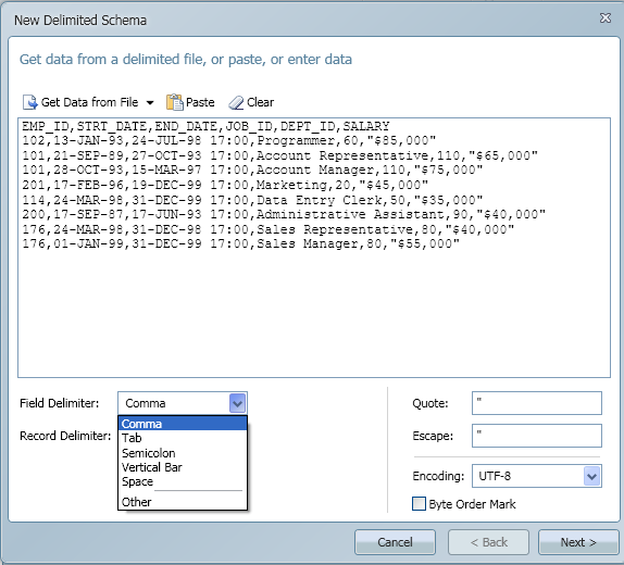 SQL SERVER - Import CSV into Database - Transferring File Content into a Database Table using CSVexpress delimited_schema3 