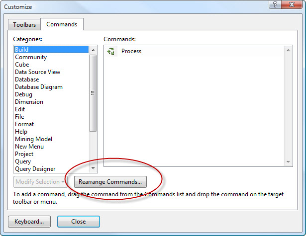 SQL SERVER - 2008 - Customize Toolbar - Remove Debug Button from Toolbar cust3 