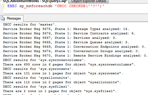 SQL SERVER - Check Database Integrity for All Databases of Server - DBCC CHECKDB dbcccheckdb 