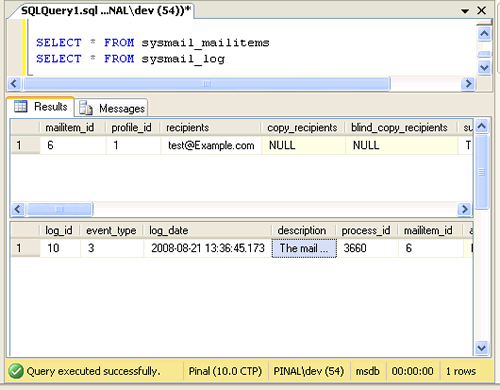 SQL SERVER - 2008 - Configure Database Mail - Send Email From SQL Database MailLog 