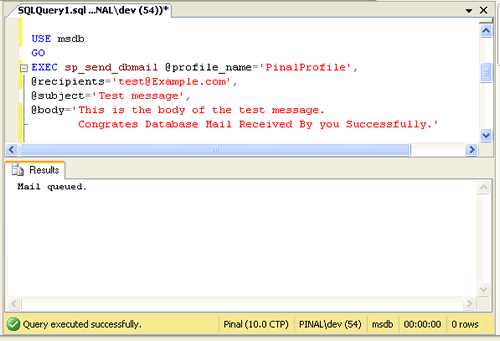 SQL SERVER - 2008 - Configure Database Mail - Send Email From SQL Database SendQuery 