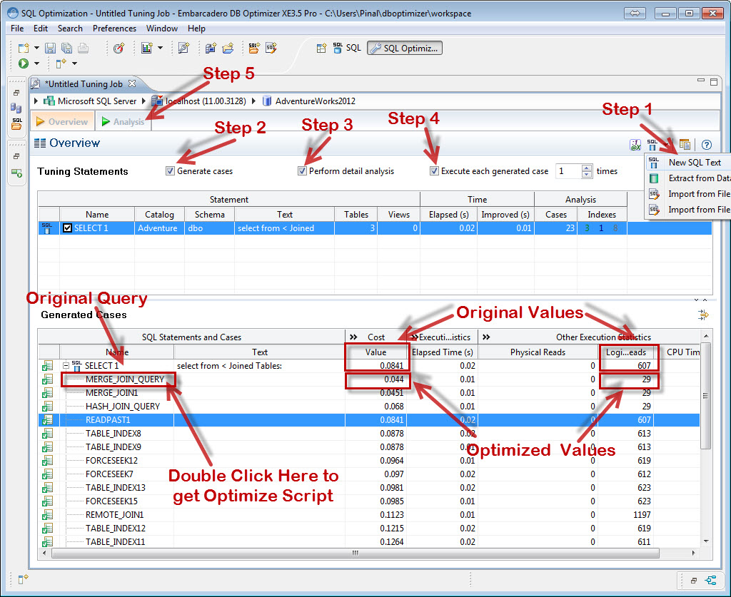 SQL SERVER - Example of Performance Tuning for Advanced Users with DB Optimizer dboptimizer1 