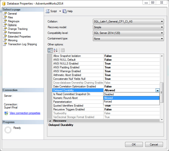 SQL SERVER - How to Setup Delayed Durability for SQL Server 2014? delayeddurability 