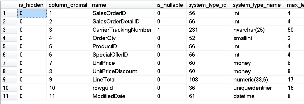 SQL SERVER - sp_describe_first_result_set New System Stored Procedure in SQL Server 2012 describefirst 