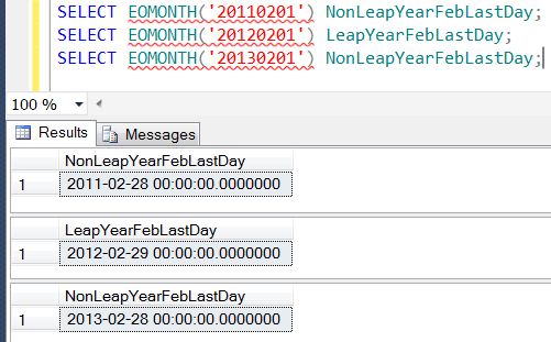 SQL SERVER - Denali - Date and Time Functions - EOMONTH() - A Quick Introduction eomonth2 