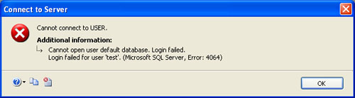 SQL SERVER - Fix : Error: 4064 - Cannot open user default database. Login failed. Login failed for user error4064 