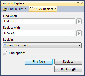 SQL SERVER - Replace a Column Name in Multiple Stored Procedure All Together findreplace1 