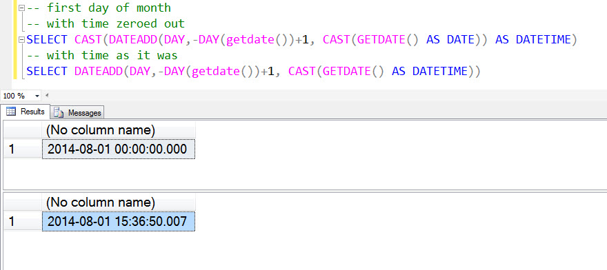 SQL SERVER - Script to Find First Day of Current Month firstday 