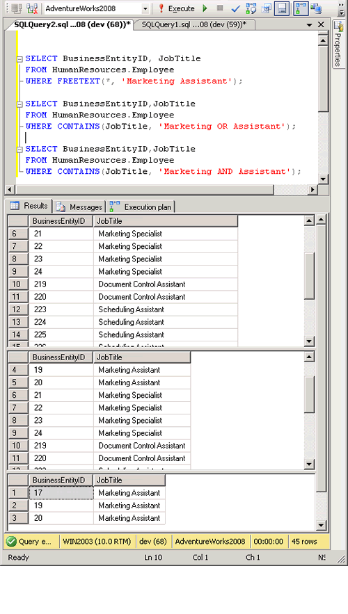SQL SERVER - 2008 - Creating Full Text Catalog and Full Text Search 15_Query 