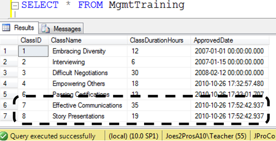 SQL SERVER - Tips from the SQL Joes 2 Pros Development Series - Table-Valued Store Procedure Parameters - Day 25 of 35 j2p_25_6 