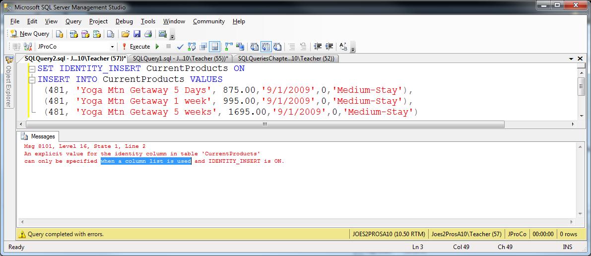SQL SERVER - Tips from the Development Series - Overriding Identity Fields - Day 9 of 35 j2p_9_7 