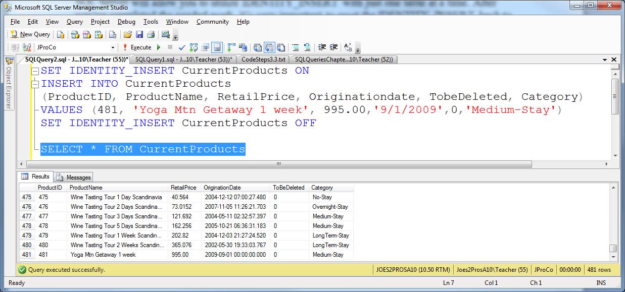 SQL SERVER - Tips from the Development Series - Overriding Identity Fields - Day 9 of 35 j2p_9_8 