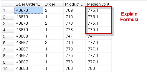 SQL SERVER - Puzzle to Win Print Book - Explain Value of PERCENTILE_CONT() Using Simple Example median1 