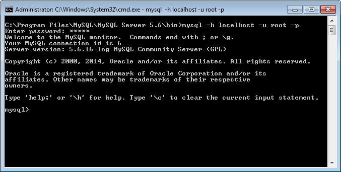 MySQL - How to Connect to MySQL Server on Command Prompt connect4 