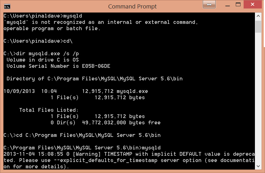 MySQL - How to Find mysqld.exe with Command Prompt -  Fix: 'mysql' is not recognized as an internal or external command, operable program or batch file mysqld6 