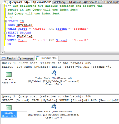 SQL SERVER - My Observation - Effect of Clustered Index over Nonclustered Index nic1 