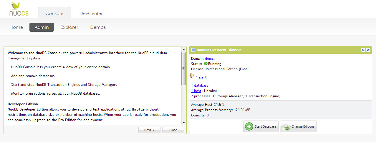 SQL - Quick Start with Admin Sections of NuoDB - Manage NuoDB Database 16 