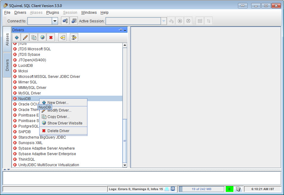 SQL - NuoDB and Third Party Explorer - SQuirreL SQL Client, SQL Workbench/J and DbVisualizer a2 