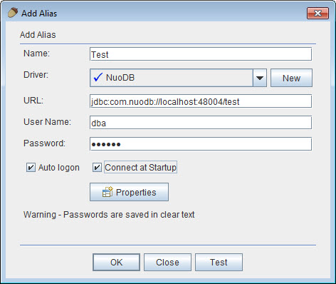SQL - NuoDB and Third Party Explorer - SQuirreL SQL Client, SQL Workbench/J and DbVisualizer a6 