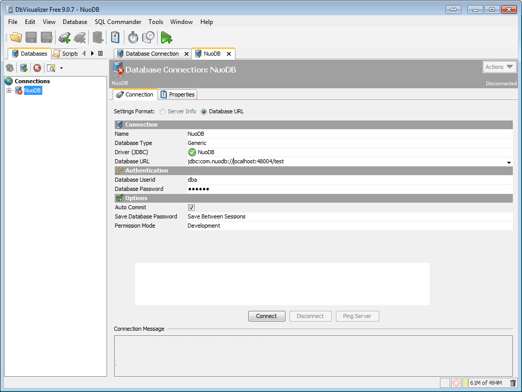 SQL - NuoDB and Third Party Explorer - SQuirreL SQL Client, SQL Workbench/J and DbVisualizer c7 