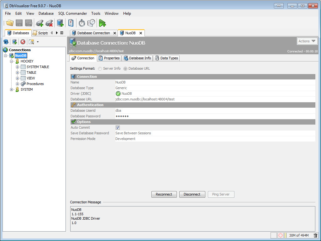 SQL - NuoDB and Third Party Explorer - SQuirreL SQL Client, SQL Workbench/J and DbVisualizer c8 