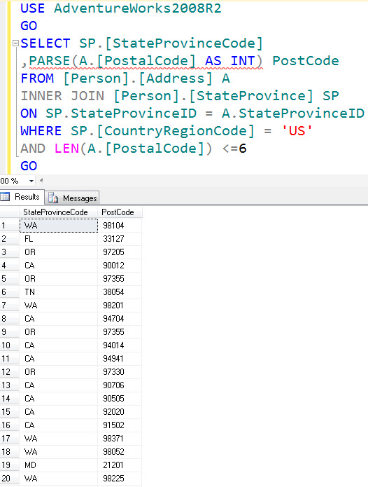 SQL SERVER - Denali - Conversion Function - PARSE() - A Quick Introduction parse2 