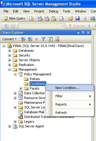 SQL SERVER - 2008 - Introduction to Policy Management - Enforcing Rules on SQL Server policy1 