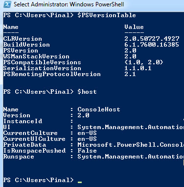 SQL SERVER – PowerShell Version Info powershell2 