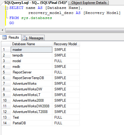 SQL SERVER - Four Different Ways to Find Recovery Model for Database rm3 