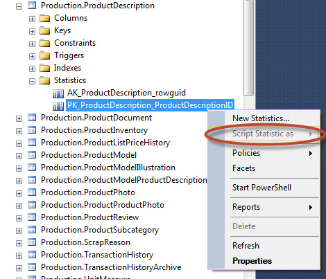SQL SERVER - How to Script Statistics from SSMS? - Scripting Statistics is Disabled in SSMS scriptstatisticsdisabled 