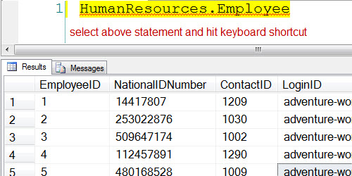 SQL SERVER - SELECT TOP Shortcut in SQL Server Management Studio (SSMS) shortcut3 