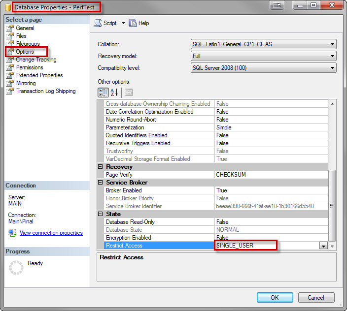 SQL SERVER - Change Database Access to Single User Mode Using SSMS singleuser1 