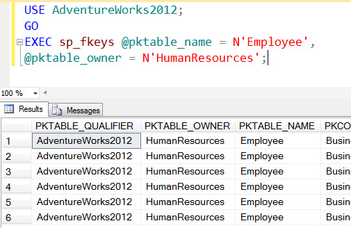 SQL SERVER - Listing Foreign Key Relationships of Table with Stored Procedure sp_fkeys sp_fkeys 